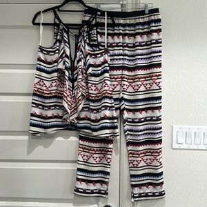 BCBG MaxAzria Print Top & Pant Set Both Size M EUC